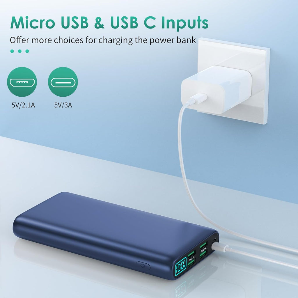 Portable Charger 38800mAh,LCD Display Power Bank,5 USB Outputs Battery Pack Backup, USB-C in&out Dual Input Phone Charging Compatible with iPhone 16/15/14/13 Pro/12,Android Samsung Galaxy Pixel Nexus