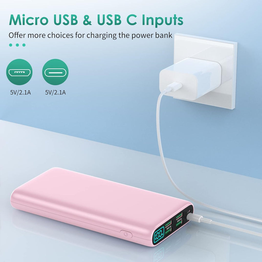 Portable Charger 38800mAh,LCD Display Power Bank,5 USB Outputs Battery Pack Backup, USB-C in&out Dual Input Phone Charging Compatible with iPhone 16/15/14/13 Pro/12,Android Samsung Galaxy Pixel Nexus