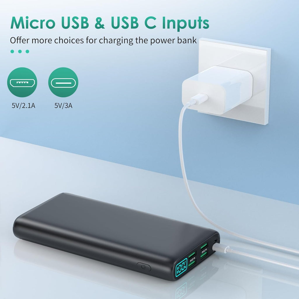 Portable Charger 38800mAh,LCD Display Power Bank,5 USB Outputs Battery Pack Backup, USB-C in&out Dual Input Phone Charging Compatible with iPhone 16/15/14/13 Pro/12,Android Samsung Galaxy Pixel Nexus