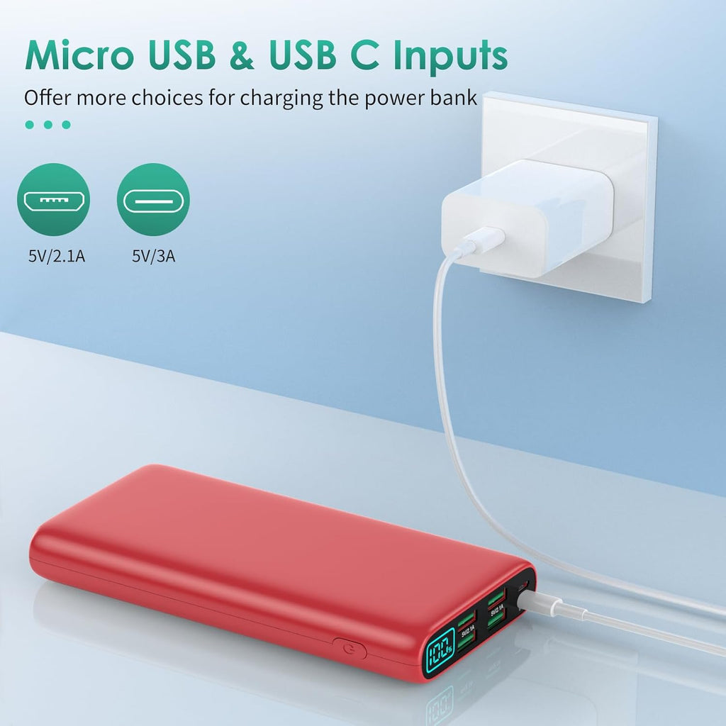 Portable Charger 38800mAh,LCD Display Power Bank,5 USB Outputs Battery Pack Backup, USB-C in&out Dual Input Phone Charging Compatible with iPhone 16/15/14/13 Pro/12,Android Samsung Galaxy Pixel Nexus