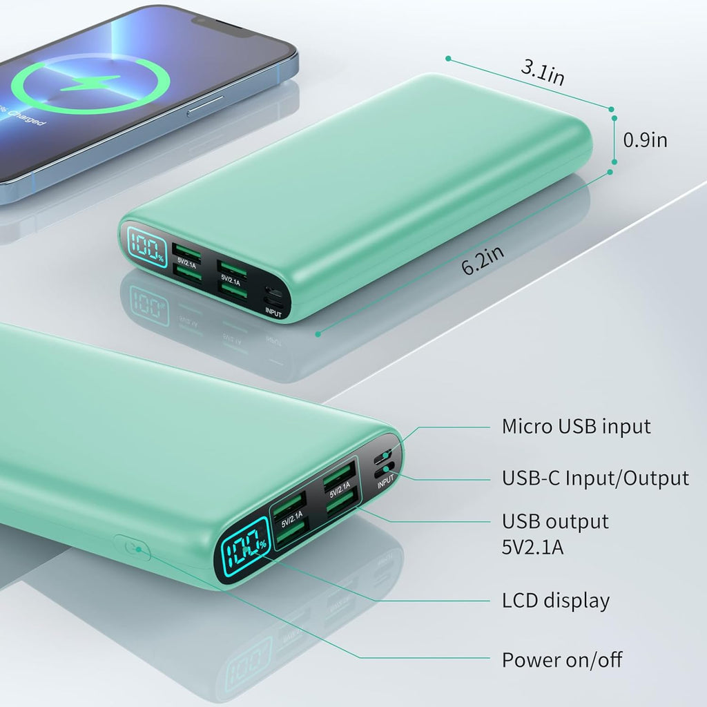 Portable Charger 38800mAh,LCD Display Power Bank,5 USB Outputs Battery Pack Backup, USB-C in&out Dual Input Phone Charging Compatible with iPhone 16/15/14/13 Pro/12,Android Samsung Galaxy Pixel Nexus