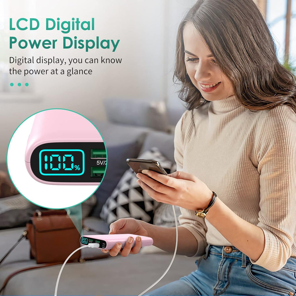Portable Charger 38800mAh,LCD Display Power Bank,5 USB Outputs Battery Pack Backup, USB-C in&out Dual Input Phone Charging Compatible with iPhone 16/15/14/13 Pro/12,Android Samsung Galaxy Pixel Nexus