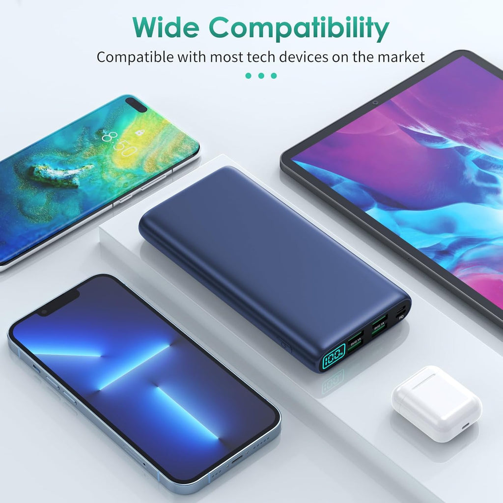 Portable Charger 38800mAh,LCD Display Power Bank,5 USB Outputs Battery Pack Backup, USB-C in&out Dual Input Phone Charging Compatible with iPhone 16/15/14/13 Pro/12,Android Samsung Galaxy Pixel Nexus