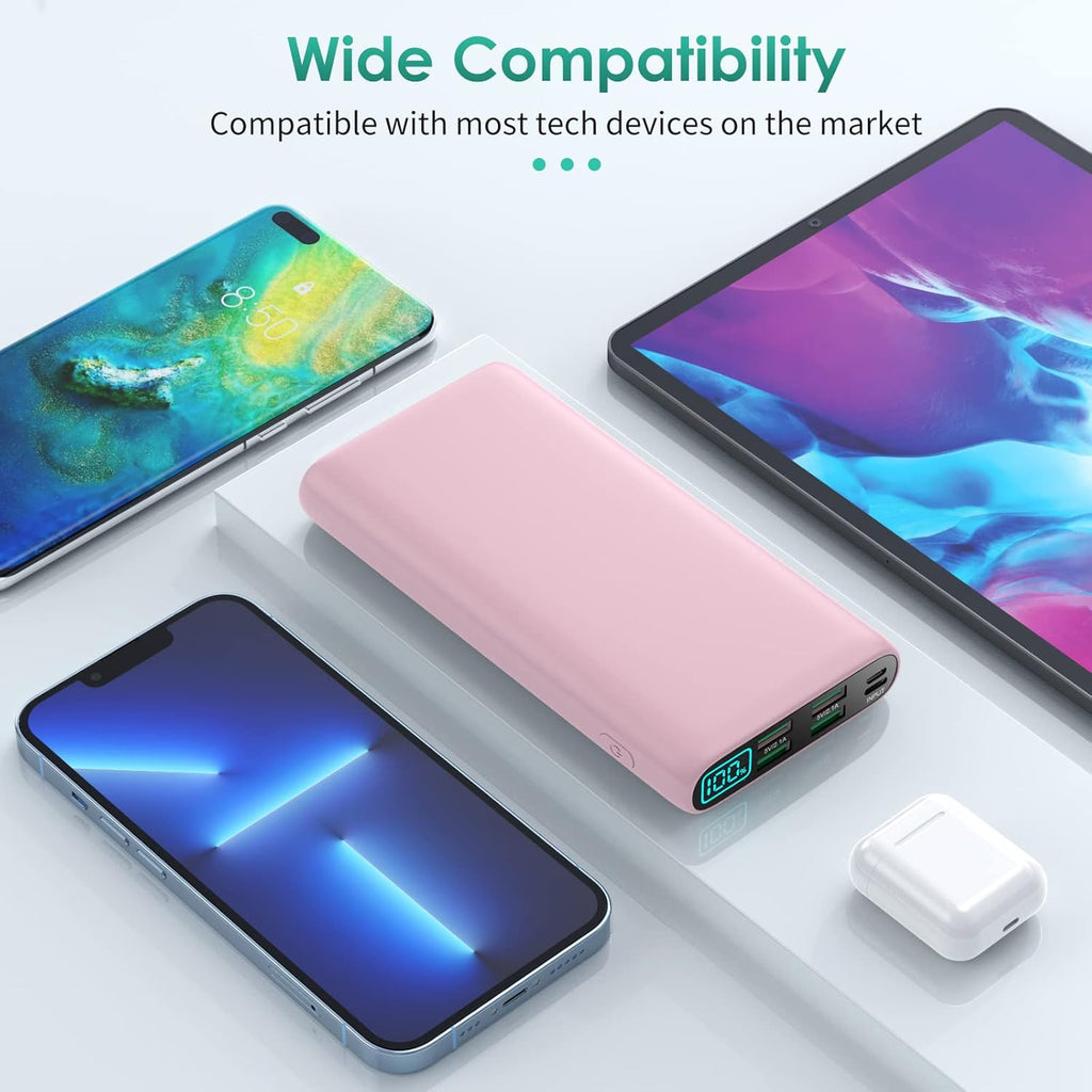 Portable Charger 38800mAh,LCD Display Power Bank,5 USB Outputs Battery Pack Backup, USB-C in&out Dual Input Phone Charging Compatible with iPhone 16/15/14/13 Pro/12,Android Samsung Galaxy Pixel Nexus