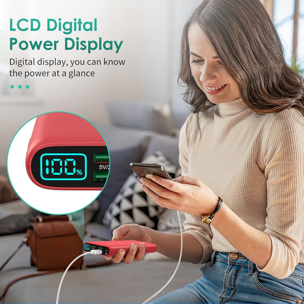 Portable Charger 38800mAh,LCD Display Power Bank,5 USB Outputs Battery Pack Backup, USB-C in&out Dual Input Phone Charging Compatible with iPhone 16/15/14/13 Pro/12,Android Samsung Galaxy Pixel Nexus